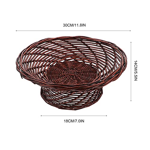 jojofuny Cesta de Frutas Tejida Hecha a Mano de Mimbre Cesta de Mimbre para Servir Pan Decorativo Recipiente de Almacenamiento de Golosinas para Granja Cocina Fiesta de Boda Marrón
