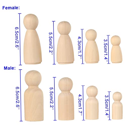Jorzer Muñecas de Clavija de Madera inacabada en Blanco DIY Ãngel de Madera pequeña muñeca de Madera Decoraciones de Personas de Madera Natural para niños Talla 50pcs Muebles de casa de muñecas