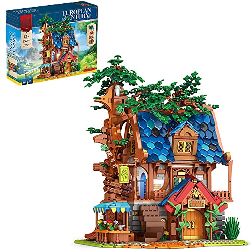Juego Construcción Modular La Casa Del Árbol Medieval, Europa Casa Del Árbol Medieval Juego Construcción 2566 Piezas Compatible con El Castillo Medieval De LEGO