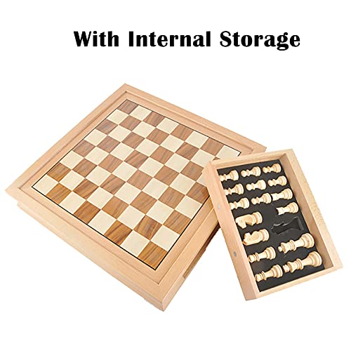 Juego De Ajedrez Magnético Madera Lujo, con Ranuras De Almacenamiento Interiores Fieltro Juego Ajedrez Profesional Juegos Mesa para Amantes Y Aprendices del Ajedrez,31*31CM