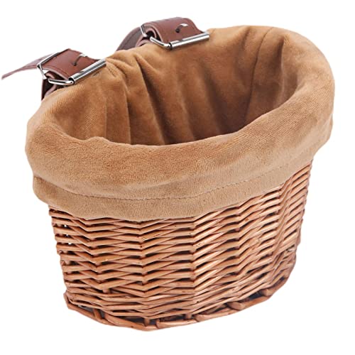 Juego de canastas para bicicleta, juego de canastas de campanas de bicicleta para regalos navideños, juego de canastas de mimbre para manubrio de bicicleta con serpentinas de colores y pegatinas para