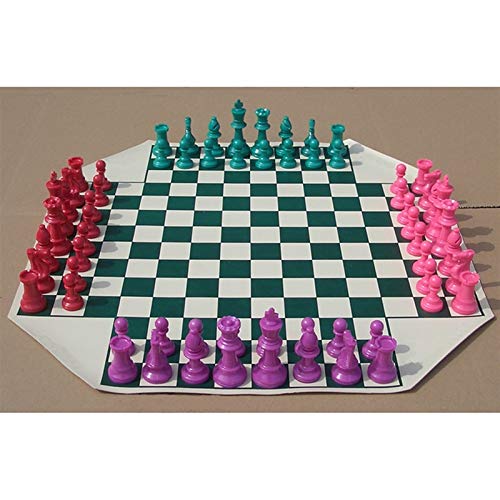 Juego de Escritorio Juego de ajedrez de 4 vías Juegos de Juegos de ajedrez de 4 jugadores Conjunto de ajedrez medievales con 64 piezas de ajedrez de ajedrez del tablero de ajedrez 64 Juego de viaje de