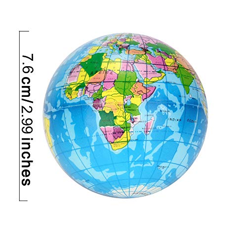 Juguete de estrés para apretar, 2 piezas de alivio de estrés Mapa del mundo bola de espuma Atlas globo bola de palma planeta tierra bola