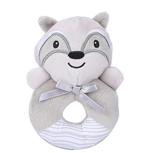 Juguete de sonajero en forma de O para bebés, campanas de mano Animal de dibujos animados Sonajero Muñeca de peluche Juguete reconfortante para bebés de 0 a 3 años(Tanuki)