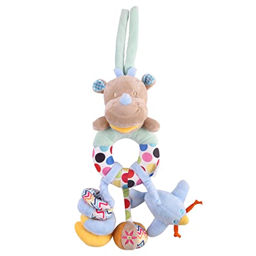Juguetes para bebés, multicolor burro cachorro rinoceronte de peluche de juguete, compatible con cochecito de bebé, silla de paseo, asiento de coche, colgantes de sonajero para colgar en la cama, para