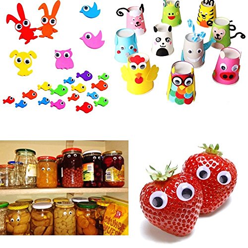 JZK 2 Paquete x 700 = 1400 piezas 4mm ~ 12mm adhesivos ojos plástico móviles para DIY manualidades scrapbooking muñeca juguete artesanía accesorios