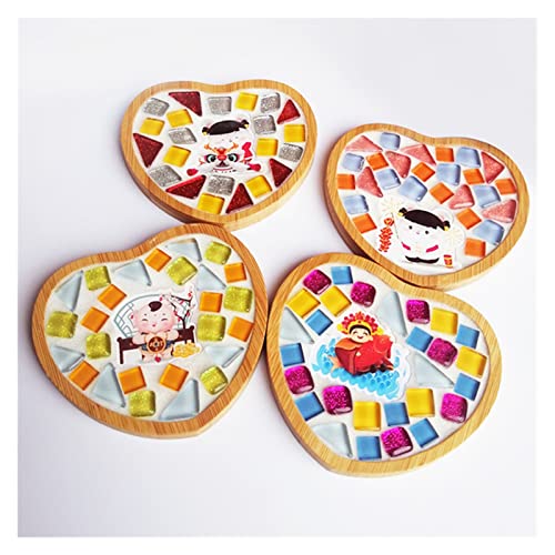 KAIBA Decoraciones de Año Nuevo Azulejos de Mosaico de Vidrio for Bricolaje Hobbies Bamboo Coaster Hecho a Mano de Rompecabezas Creativo Material Mosaico Hilarity (Color : G)
