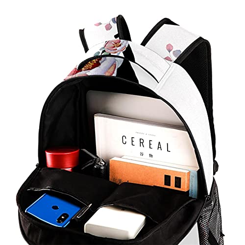 KeepCart Mochila Mochila Mochila Mochila escolar Senderismo Mochila Aprender Alta capacidad y lindo al aire libre Letra de alfabeto de peonía floral k para hombre y mujer