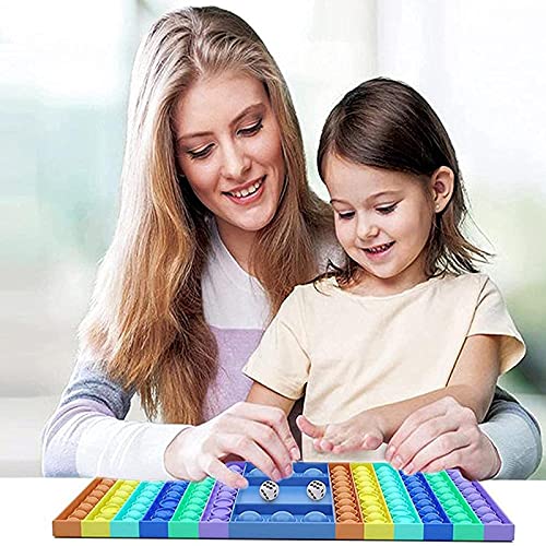KFGJ Big Pop It Fidget Toy, Juguete sensorial para aliviar el estrés de Burbujas de Gran tamaño, Tablero de ajedrez con Burbujas de Empuje de Dos Jugadores, para Padres e Hijos 2-Players-A
