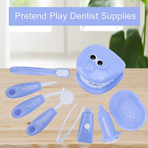 Kit de médico para niños, Juguete de Dentista 9 Piezas de Herramientas de Dentista Juego de simulación para niños Juguete de Dentista para Comprobar el Modelo de Diente(Púrpura)