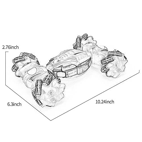 Klobvtt 2.4G RC Stunt Car, 360 ° Control Remoto Dual Drift Off-Road RC Cars, One-Click Deformation Trick Twist Vehículo con Luces Música, Detección de Gestos Vehículos controlados por Radio