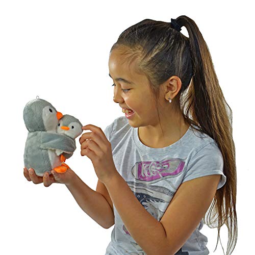 Kögler- Dúo de Peluche con mamá de pingüino con bebé, Aprox. 16 cm de Alto, niños, Color Gris, Blanco (27004)