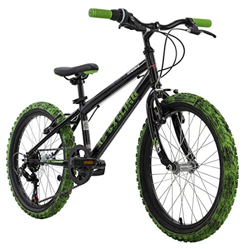 KS Cycling Crusher Bicicleta Infantil, Altura, Color Negro y Verde, Niños, 20 Zoll, 28 cm