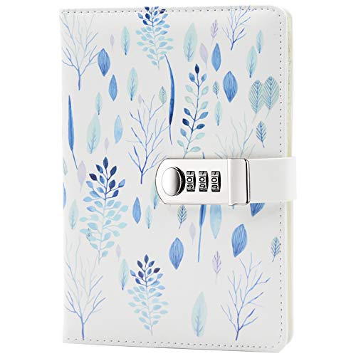 Lirener Creativo A5 Personal Notebook planificador Diario Organizador(Pájaro, Flor, Mariposa, Árboles), Contraseña Bloc de Notas con Cerradura de combinación, Soporte para bolígrafo, 215x150mm
