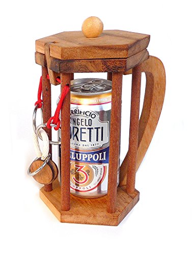 Logica Juegos Art. para Los Que No Beben Cerveza - Rompecabezas de Madera Preciosa - Rompecabezas Porta Botellas - Dificultad 4/6 Extrema - Colección Leonardo da Vinci