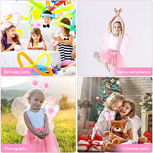Lurrose Disfraz de hada para niñas pequeñas, disfraz de mariposa con vestido, alas, varita mágica y diadema para niños, Halloween, cumpleaños, vestido de fiesta