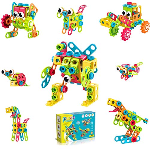 lyndeluxe Juguete de Bloques de construcción para niños Mayores de 36 Meses, Juguete Educativo de construcción de Aprendizaje, Juguete de Rompecabezas de Tornillo 189 Piezas (Taladro no Incluido)