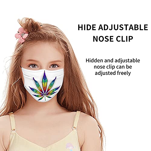 Mascarilla facial para niños con hoja de arco iris, lavable, ajustable, reutilizable, 2 unidades con 2 filtros