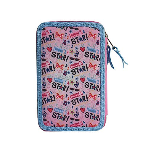 M.C. srl Estuche escolar 3D Minnie Mouse Disney multicompartimento con 3 cremalleras, portarrollos de colores Fila Giotto - MIN0632