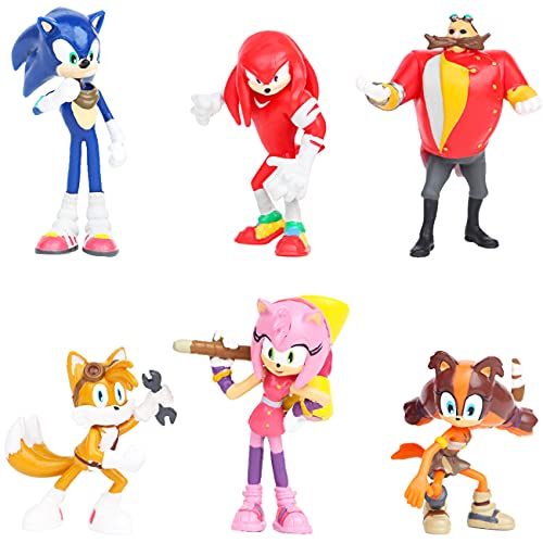 Mini Juego de Figuras - Miotlsy 6 Piezas Sonic Figuras Hedgehog Mini Juguetes Adorno de Torta Mini Juguetes Baby Shower Fiesta de Cumpleaños Pastel Decoración Suministros