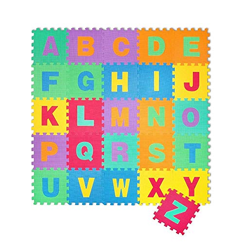 ML Alfombra Puzle para Niños 26 Piezas, Colchoneta Rompecabezas Infantil, Gomaespuma EVA Letras abecedario, Tamaño de Cada Pieza 30 x 30cm