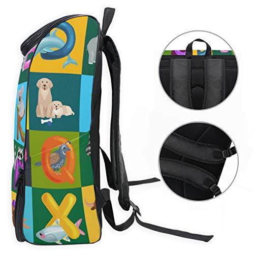 Mochila Alfabeto Niños ABC Educación Animales Carta Colorida Mochila Informal para niños y niñas Bolsa de Viaje Mochila al Aire Libre Senderismo