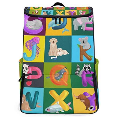 Mochila Alfabeto Niños ABC Educación Animales Carta Colorida Mochila Informal para niños y niñas Bolsa de Viaje Mochila al Aire Libre Senderismo
