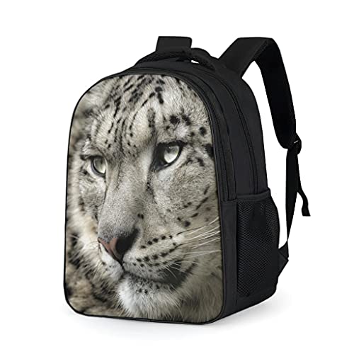 Mochila de leopardo de las nieves para trabajo, viajes, escuela, regalos para niñas y niños y adolescentes, gris brillante., talla única,