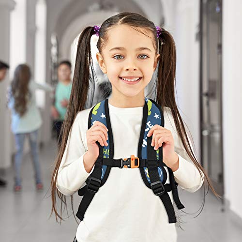 Mochila Escolar para niños con Correa para el Pecho, Colorido Unicornio para Estudiantes y niños Azul Dinosaurio 089 Talla única