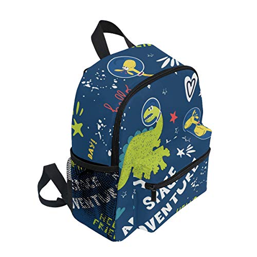 Mochila Escolar para niños con Correa para el Pecho, Colorido Unicornio para Estudiantes y niños Azul Dinosaurio 089 Talla única