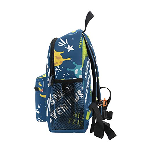 Mochila Escolar para niños con Correa para el Pecho, Colorido Unicornio para Estudiantes y niños Azul Dinosaurio 089 Talla única