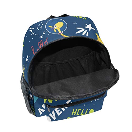 Mochila Escolar para niños con Correa para el Pecho, Colorido Unicornio para Estudiantes y niños Azul Dinosaurio 089 Talla única