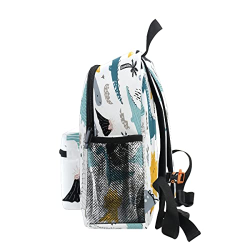 Mochila personalizada para niños pequeños, diseño de dinosaurios dibujados a mano para niños de regreso a la escuela, mini bolso de viaje, saco de gimnasio, nombre personalizado, A001, S