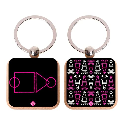 Movilshop Llavero El Juego del Calamar de Madera [Pista de Juego] Cuadrado para Llaves de Casa Oficina Garaje Coche Accesorios Decorativos de cosplay, colgante, videojuegos, elegante
