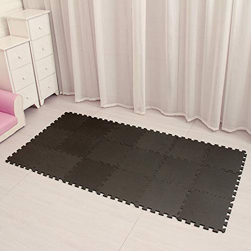 MQIAOHAM Interlocking Espuma suave Floor Mats EVA Puzzle Tiles Piso protector Set Protector de piso Surface Protection Underlay Mat para Sports Exercise Gym Fitness Sótano Garage Workshop negro 104