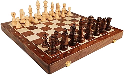 MQJ Juego de la Junta Internacional de Ajedrez, Magnético, Niños Piezas de Madera Iza de Madera Iza con Base de Flocado, Compartimiento Dentro de la Tienda para Alenar Cada Pieza, Ajedrez Profesional