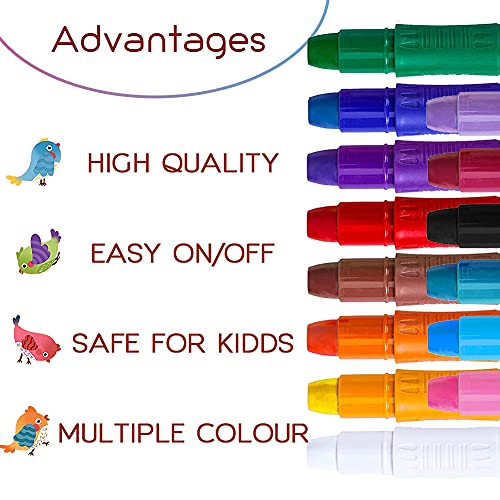 Mroobest Pintura Facial, Crayones de Pintura Facial, Pinturas Cara para Niños Kit, 14 Colores Pintura Lápices de Colores Body Pintura Corporal Non Tóxica Lápices, Halloween/Navidad/Cosplay