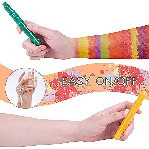 Mroobest Pintura Facial, Crayones de Pintura Facial, Pinturas Cara para Niños Kit, 14 Colores Pintura Lápices de Colores Body Pintura Corporal Non Tóxica Lápices, Halloween/Navidad/Cosplay