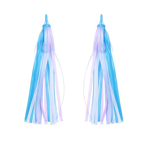 MUCHEN SHOP Serpentinas de Manillar de Bicicleta,2 Pack Colore Borlas de Bicicleta Scooter Cintas de Ninos Bike Handlebar Streamers para Infantil Bebé Niña 27cm Azul Púrpura Blanco Mixto