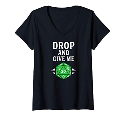 Mujer Dragons Game Master And D20 Twenty Sided Die Dice Dungeons Camiseta Cuello V