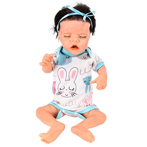 Muñeca Reborn Baby Girl, Vinilo Seguro, Realista, Colección de Regalos de Cumpleaños, Exquisita Decoración con Cinta para el Pelo para Madre, Fiesta, Actividades Familiares