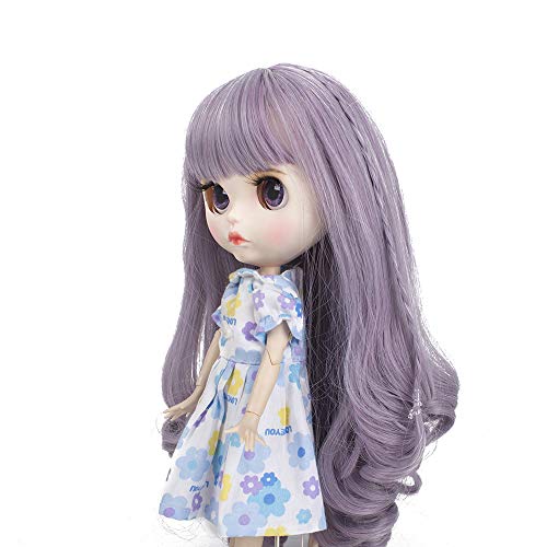 MUZIWIG Pelucas de pelo de muñeca para muñecas Blythe con 9 ~ 10 pulgadas cabeza resistente al calor sintético muñeca accesorios para el pelo (24)