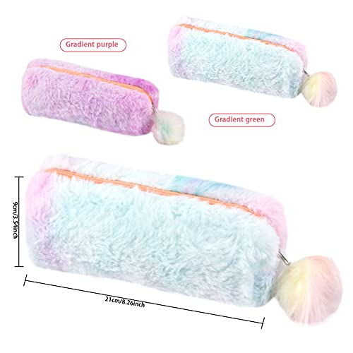 NATUCE 2 Piezas Estuches Peluche Arcoíris, Estuche Escolar de Gran Capacidad, Estuche de Lápices, Single Estuche, Bolsa de Lápiz Lindo Portable para Mujer Estudiante en Escuela Oficina