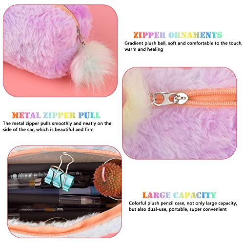 NATUCE 2 Piezas Estuches Peluche Arcoíris, Estuche Escolar de Gran Capacidad, Estuche de Lápices, Single Estuche, Bolsa de Lápiz Lindo Portable para Mujer Estudiante en Escuela Oficina