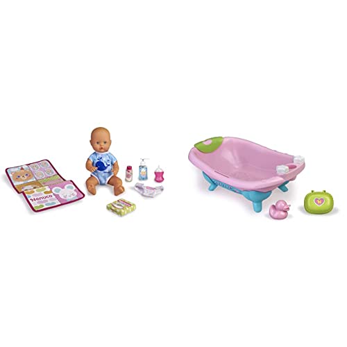 Nenuco de Famosa- Ay qué pipí, Muñeco bebé, para niños y niñas a Partir de 2 años (700015515) + -Accesorio bañera para muñecos bebés, (Famosa 700015614)