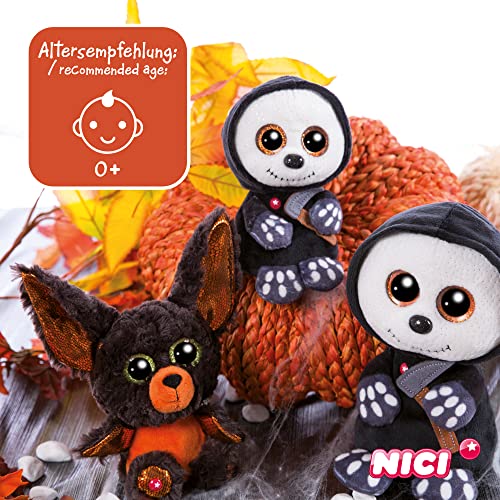 NICI Original – Sanito la Parca Glubschis de Halloween 25 cm – Tierno Juguete con Ojos Grandes y Brillantes – Peluche Esponjoso, Color Negro/Blanco (47549)