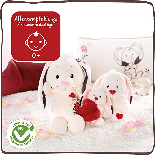 NICI Suave Juguete de Conejo con corazón 13cm – Conejito, niños y bebés – Peluches para abrazar, Jugar y Regalar – Animales Rellenos de la colección Love, Color Blanco/Rojo, 13 cm (47473)