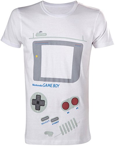 Nintendo Gameboy Hombres del diseño de la Camiseta T (Grande, Blanco)