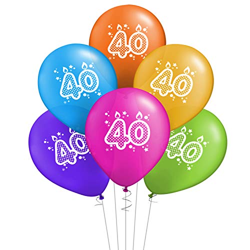 ocballoons Juego de 20 globos para cumpleaños de 40 años, biodegradables, de látex, para decoración de fiestas, inflables, con bombona de helio con texto «Made in Italy»