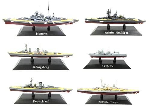 OPO 10 - Lote de 6 Buques de Guerra 1/1250: Bismarck + Admiral GRAF SPEE + Bremen + Deutschland + SMS DERFFLINGER + KONIGSBERG (WLS31)